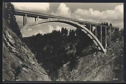 AK Echelsbach, Blick von den westlichen Felshängen auf die Ammer-Hochbrücke