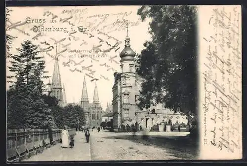 AK Oldenburg i. Gr., Grossherzogl. Schloss und Lambertikirche