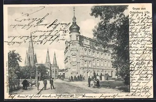 AK Oldenburg i. Gr., Grossherzogliches Schloss mit Lambertikirche