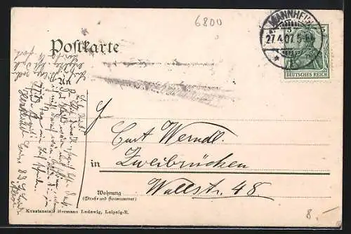 AK Mannheim, Ortsansicht aus der Vogelschau