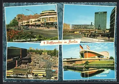 AK Berlin, Café Kranzler am Kurfürstendamm, Europa Center, Bahnhof Zoologischer Garten, Kongresshalle