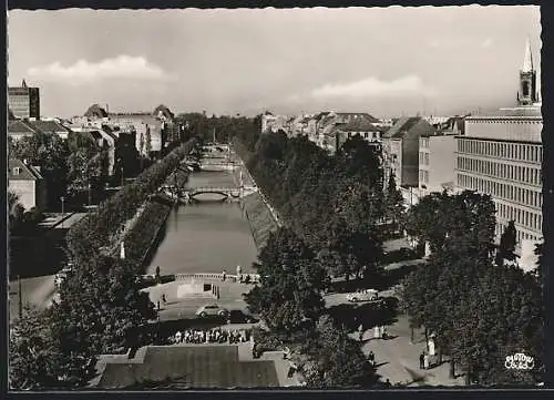 AK Düsseldorf, Die Königsallee aus der Vogelschau