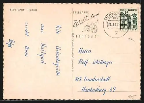 AK Stuttgart, Rathaus mit Parkplatz