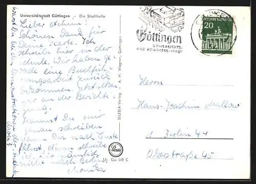 AK Göttingen, Die Stadthalle mit Anlagen