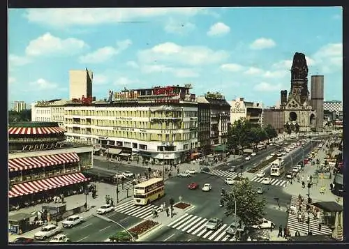 AK Berlin, Kurfürstendamm und Kaiser-Wilhelm-Gedächtniskirche