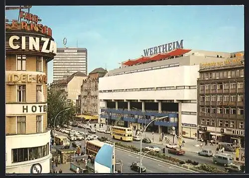 AK Berlin-Charlottenburg, Kaufhaus Wertheim und Kurfürstendamm
