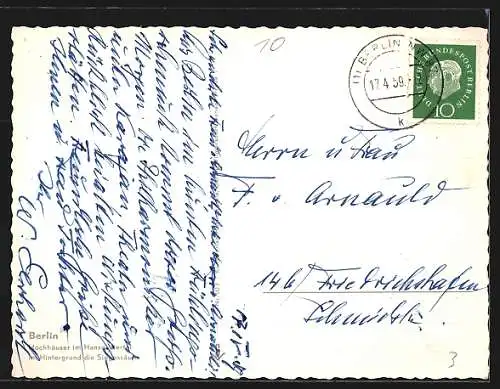 AK Berlin-Tiergarten, Hochhäuser im Hansaviertel, im Hintergrund die Siegessäule