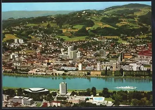 AK Linz /Donau, Urfahr, Ortsansicht mit Hochhäusern aus der Vogelschau