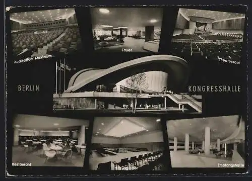 AK Berlin, Bar Restaurant, Kongresshalle, Foyer, Auditorium Maximum, Aussen- u. Innenansichten