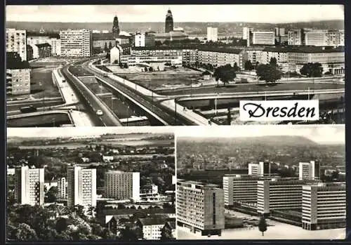 AK Dresden, Hochstrasse, Blick zur Wiener Strasse und zur Prager Strasse