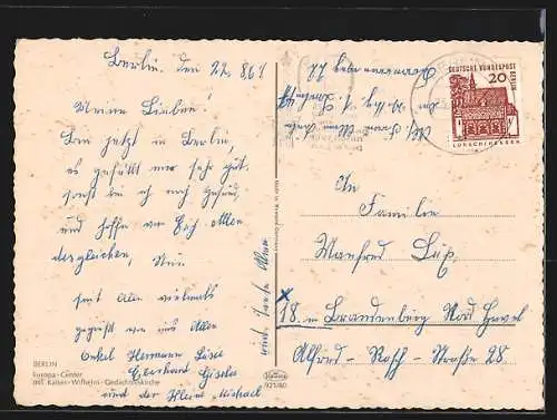 AK Berlin, Europa Center mit Kaiser Wilhelm-Gedächtniskirche