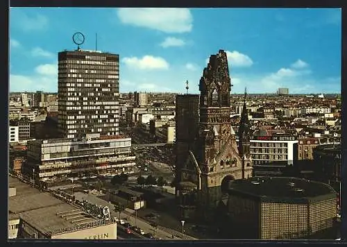 AK Berlin, Kaiser-Wilhelm-Gedächtniskirche und Europa-Center aus der Vogelschau