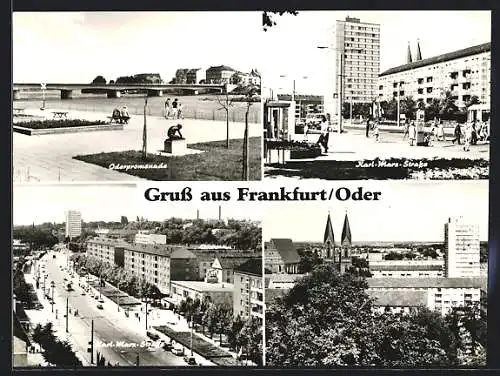 AK Frankfurt, Oderpromenade, Karl-Marx-Strasse & Hochhäuser