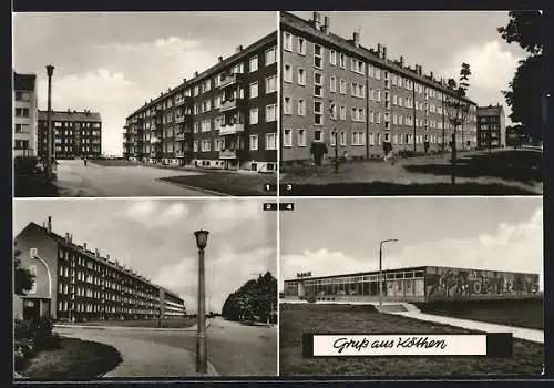 AK Köthen / Anhalt, Franz-Mehring-Strasse, An der Rüsternbreite, Hohenköthener Strasse, Kaufhalle