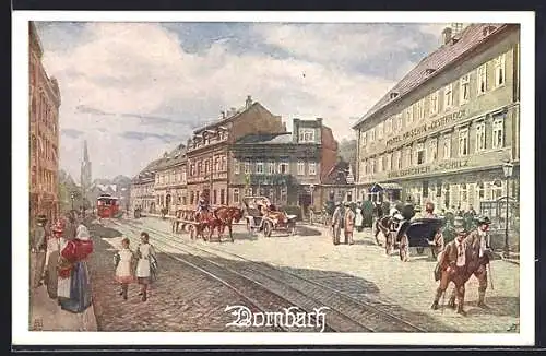 AK Wien, Dornbach, Strassenpartie mit Strassenbahn, Hotel Kaiserin v. Oesterreich