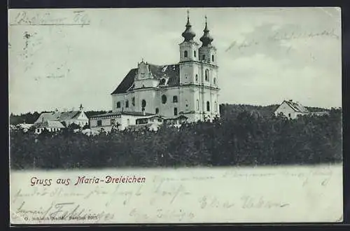 AK Maria-Dreieichen, Blick zur Kirche