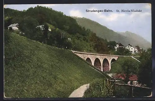 AK St. Nikola an der Donau, Viadukt der Strudengau-Bahn