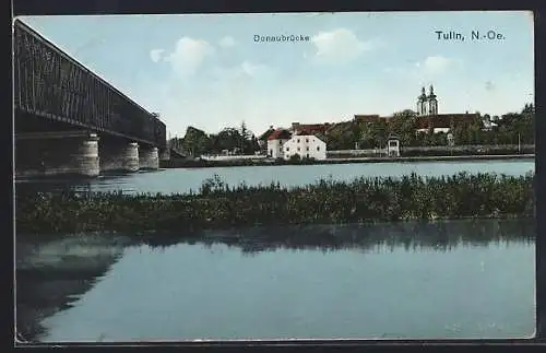 AK Tulln /N. Ö., Donaubrücke mit Ortspanorama