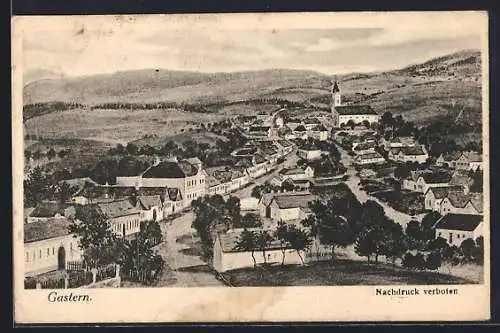 Künstler-AK Gastern, Strassenpartie mit Kirche