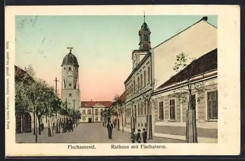 AK Fischamend, Rathaus mit Fischaturm