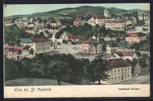 AK St. Pantaleon-Erla, Erla bei St. Valentin, Strassenpartie mit Kirche