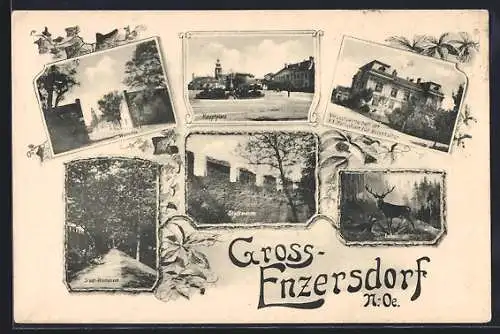 AK Enzersdorf /N.-Oe., Versuchswirtschaft der k. k. Hochschule für Bodenkultur, Wienertor, Hauptplatz