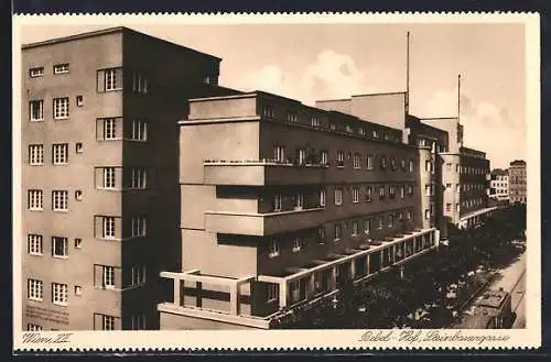 AK Wien, Bebel-Hof i. der Steinbauergasse, Strassenbahn