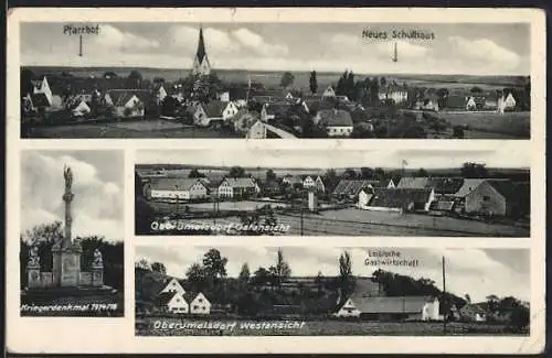 AK Oberumelsdorf, Loibischer Gasthof, Kriegerdenkmal, Pfarrhof