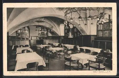 AK Chemnitz, Gasthaus Ratskeller, Innenansicht