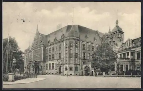 AK Oldenburg i. Gr., Die Post mit Strassenpartie