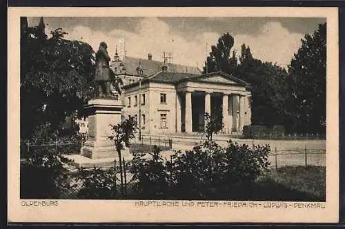AK Oldenburg / O., Hauptwache und Peter-Friedrich-Ludwig-Denkmal