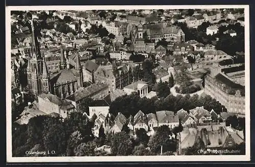 AK Oldenburg i. O., Fliegeraufnahme der Stadt