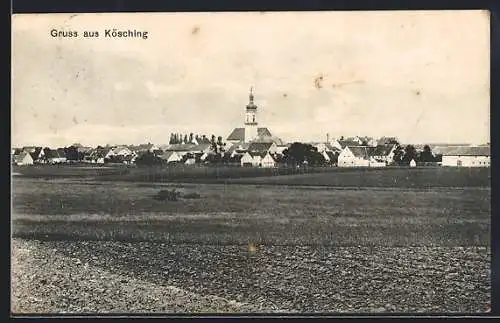 AK Kösching, Ortsansicht über die Felder