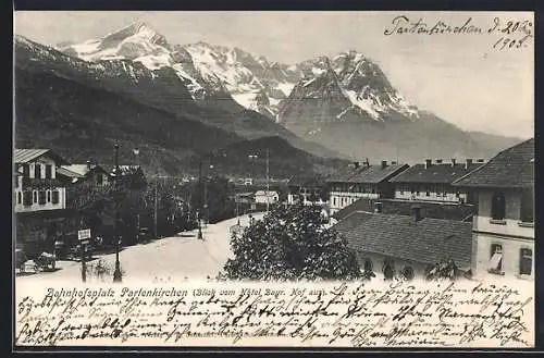 AK Partenkirchen, Blick auf den Bahnhofsplatz