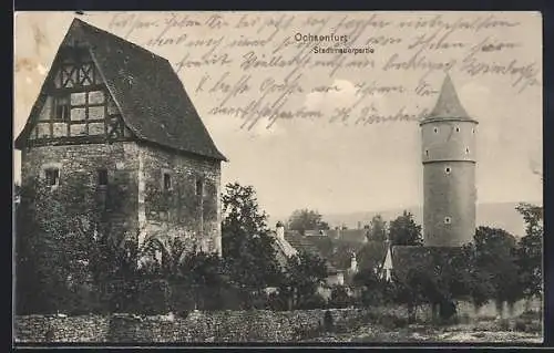 AK Ochsenfurt / Main, Stadtmauerpartie
