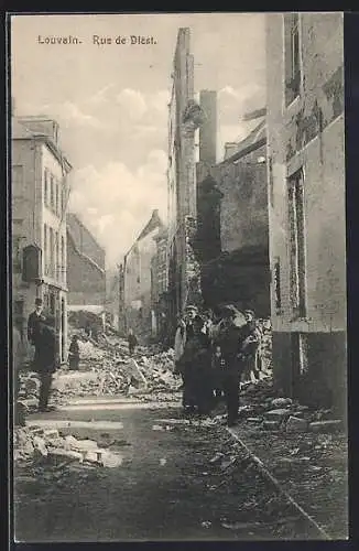 AK Louvain, Rue de Diest, Innenansicht