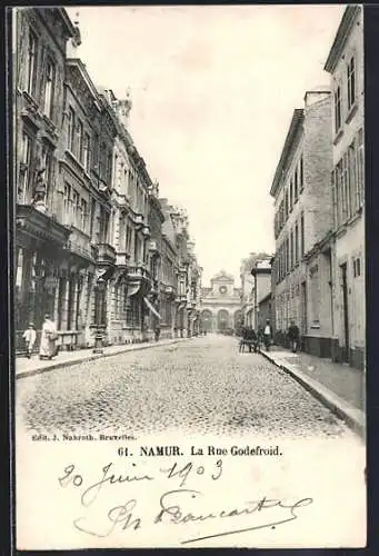 AK Namur, La Rue Godefroid, Strassenpartie