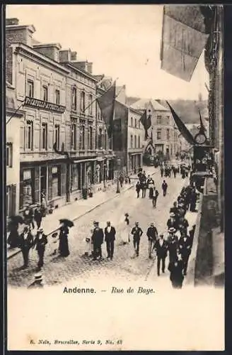 AK Andenne, Rue de Baye, Strassenpartie