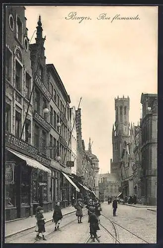 AK Bruges, Geschäfte in der Rue flamande