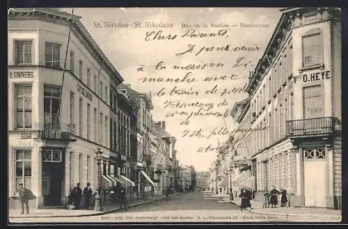 AK St. Nicolas, Rue de la Station, Strassenpartie