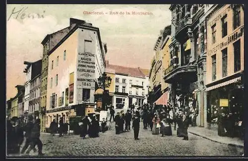 AK Charleroi, Rue de la Montagne, Strassenpartie