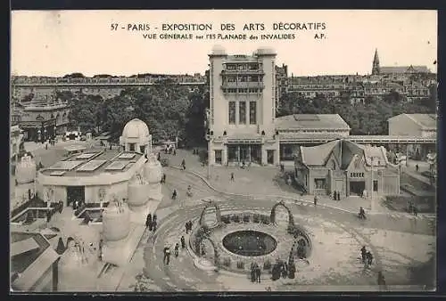 AK Paris, Exposition des Arts Decoratifs, Vue Generale sur l`Esplanade des Invalides, Ausstellung