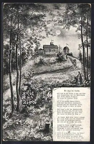 AK Waltersdorf / Sachsen, Auf dem Weg hoch zum Gasthaus, die Sage der Lausche