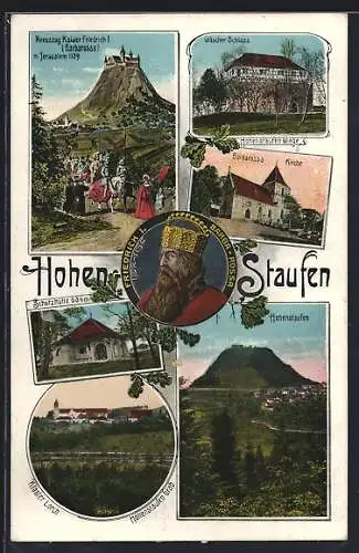AK Hohenstaufen, Kreuzzug Kaiser Friedrich I., Wäscher Schloss, Barbarossa Kirche, Schutzhütte, Kloster Lorch