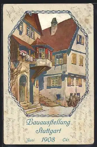AK Stuttgart, Bauausstellung 1908, Ortspartie