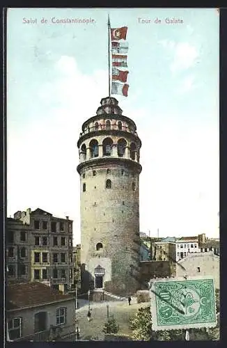AK Constantinople, Tour de Galata, Blick auf den Galata-Turm