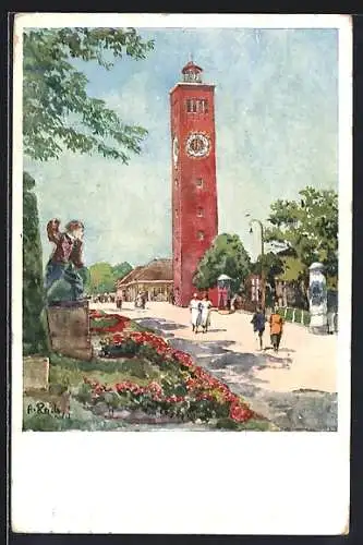 Künstler-AK München, deutsche Verkehrsausstellung 1925