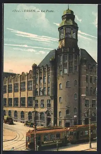 AK Essen, Strassenbahn am Postamt