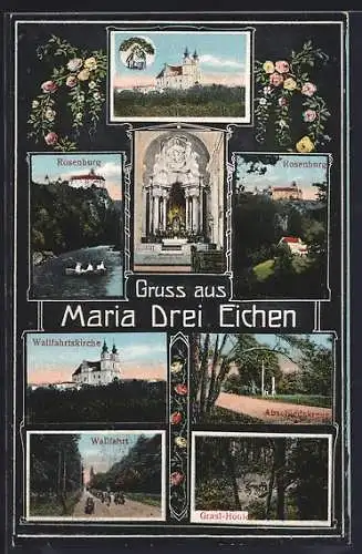 AK Rosenburg-Mold, Maria Dreieichen, Rosenburg, Wallfahrtskirche, Abschiedskreuz