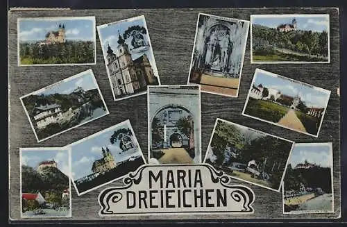 AK Rosenburg-Mold, Wallfahrtskirche Maria Dreieichen, Schloss Rosenburg, Weinzinger Villa